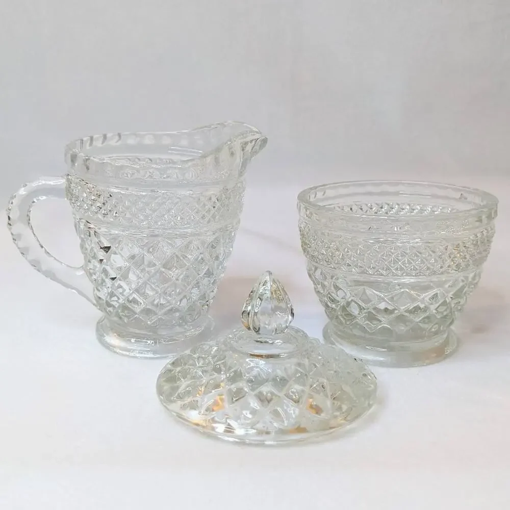 Home Kitchen Coffee Tea Sugar Creamer Set Glass Vintage